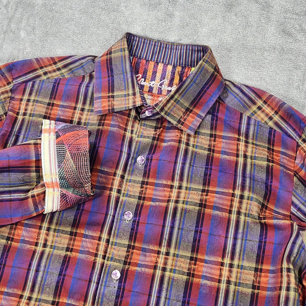 Robert Graham Shirt Mens Large Flip Cuff Button Down Long Sleeve